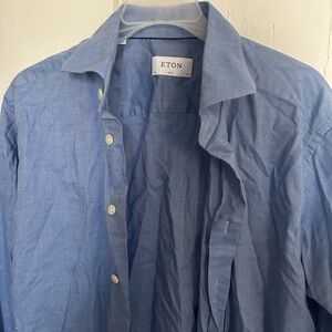 Eton Men's Casual Light Blue Button Down Shirt